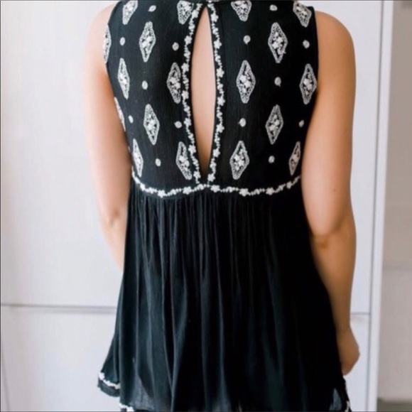 Free People Black Sleeveless Embroidered Top - Picture 5 of 8